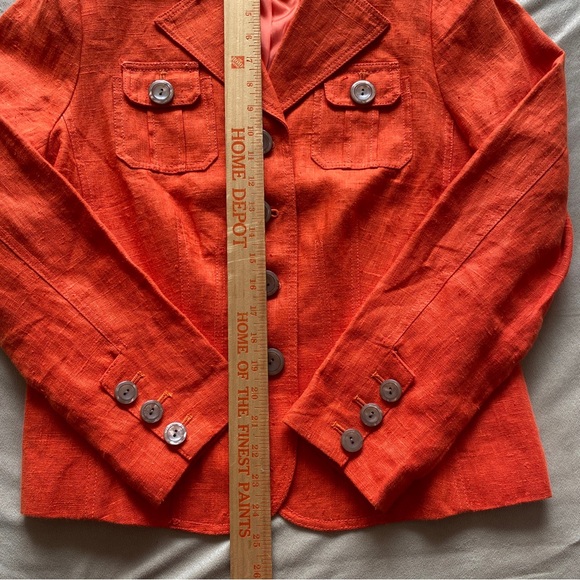 Harve Bernard Linen Blazer Womens 10 Orange Bright Career Wear Office Statement - Picture 5 of 12